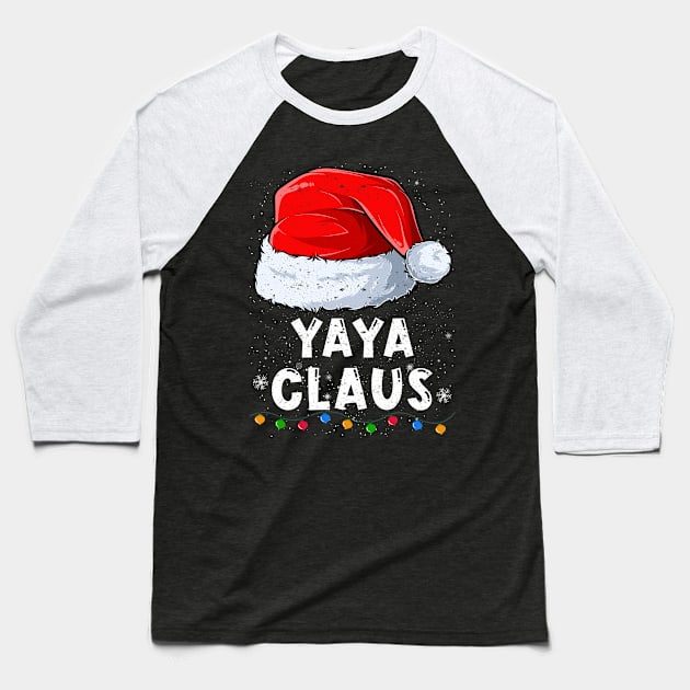 Yaya Claus Christmas Santa Family Matching Pajama Baseball T-Shirt by tabaojohnny